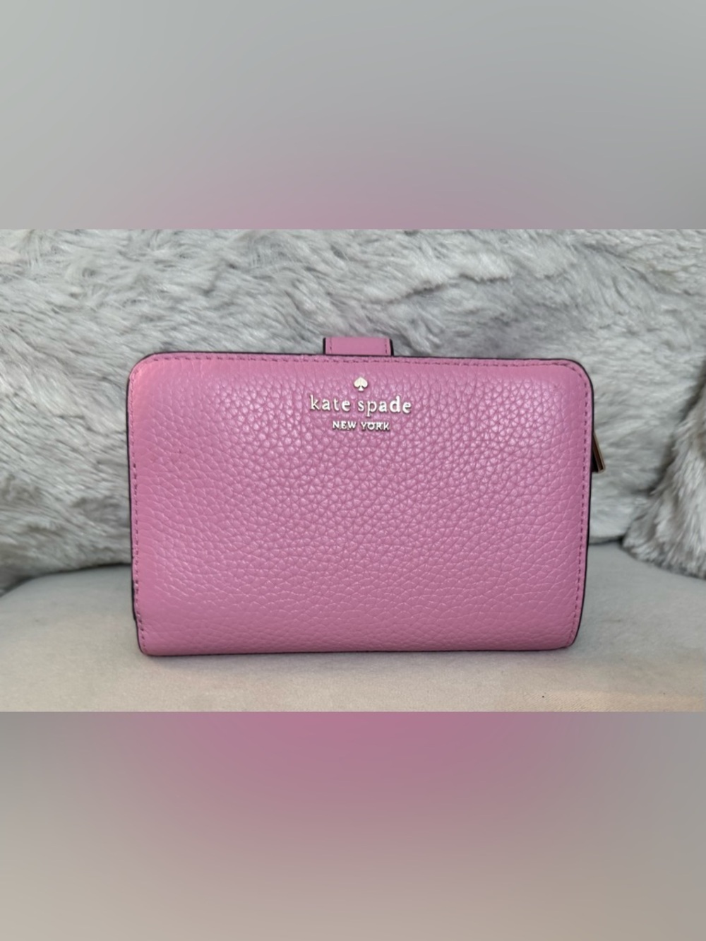 Kate Spade Lena Medium Bifold Wallet Pebbled Leather Mandavilla Pink